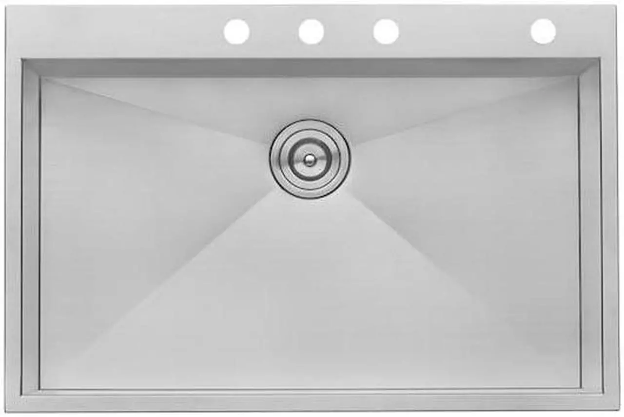 Alt view image 5 of 12 - ruvati 33 x 22 inch dropin topmount 16 gauge zeroradius stainless steel kitchen sink single bowl  rvh8001