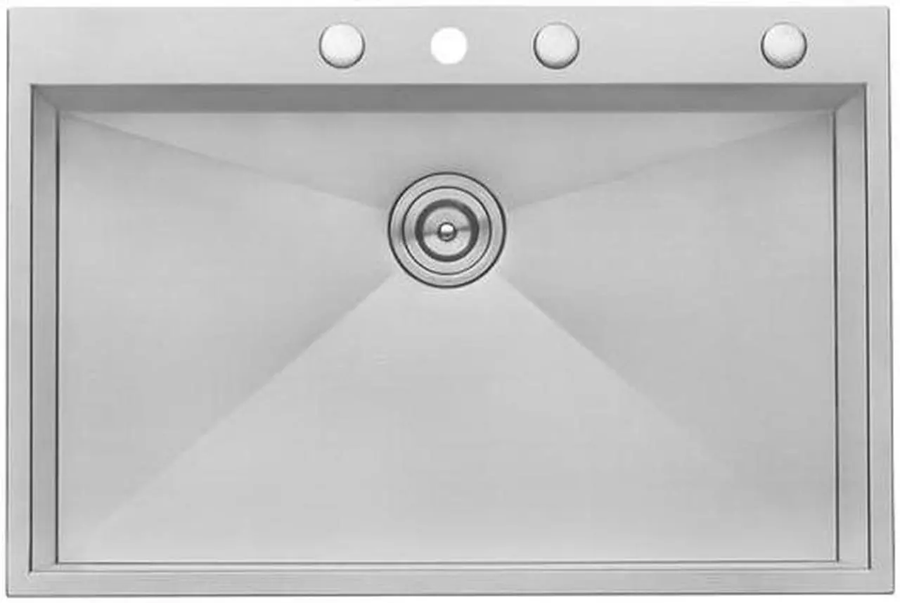 Alt view image 6 of 12 - ruvati 33 x 22 inch dropin topmount 16 gauge zeroradius stainless steel kitchen sink single bowl  rvh8001