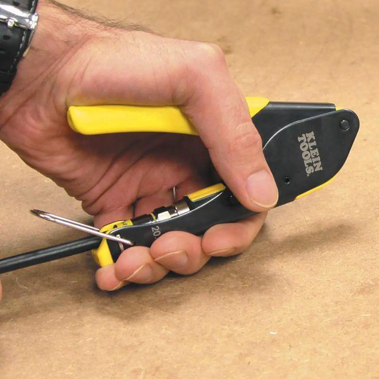 Alt view image 12 of 12 - Klein Tools VDV002-818 Coax Install and Test Kit with Crimp Tool, Includes Tester, Stripper and Universal F Connectors