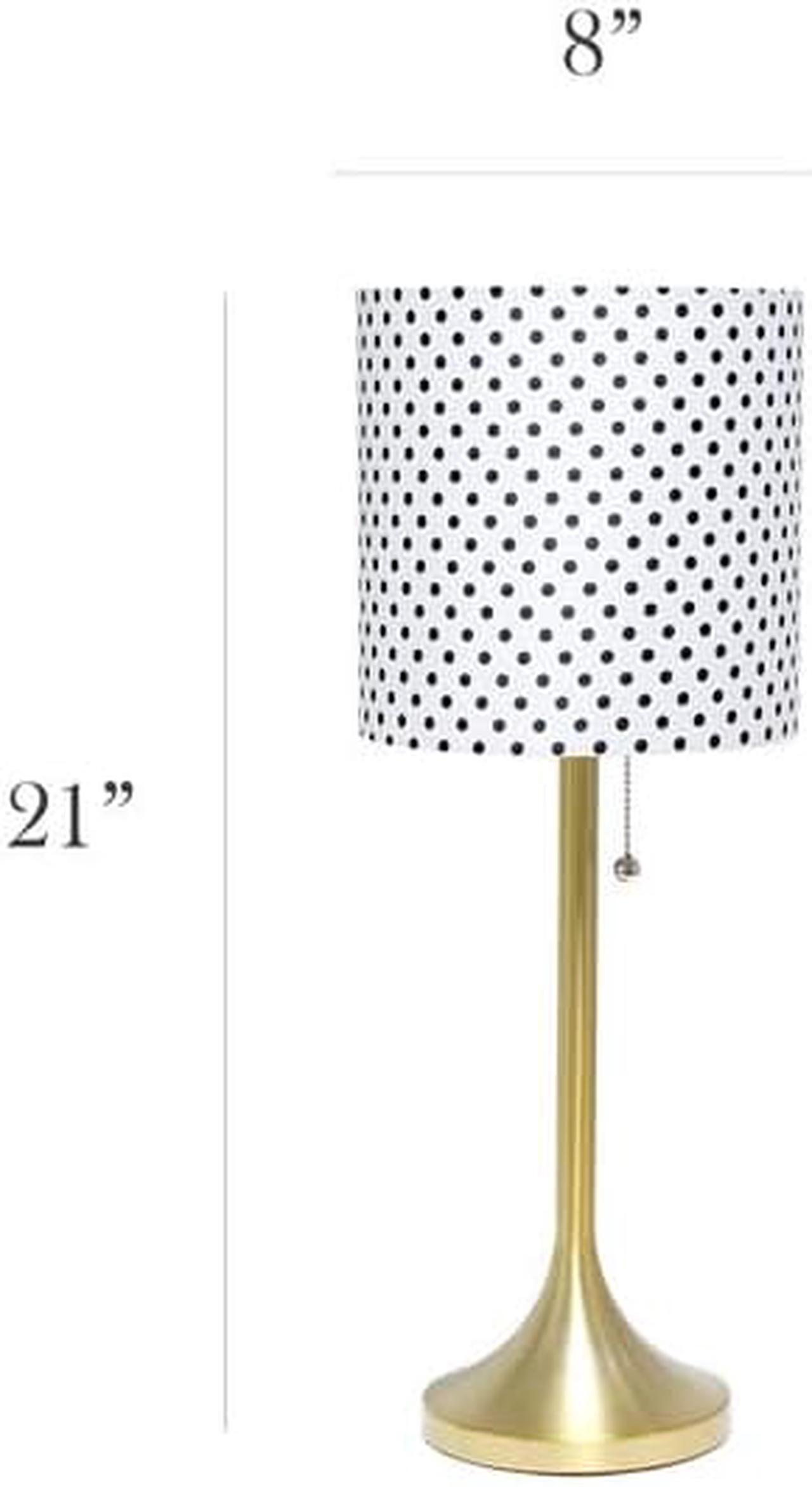 Alt view image 10 of 20 - Simple Designs Gold Tapered Table Lamp with Polka Dot Fabric Drum Shade