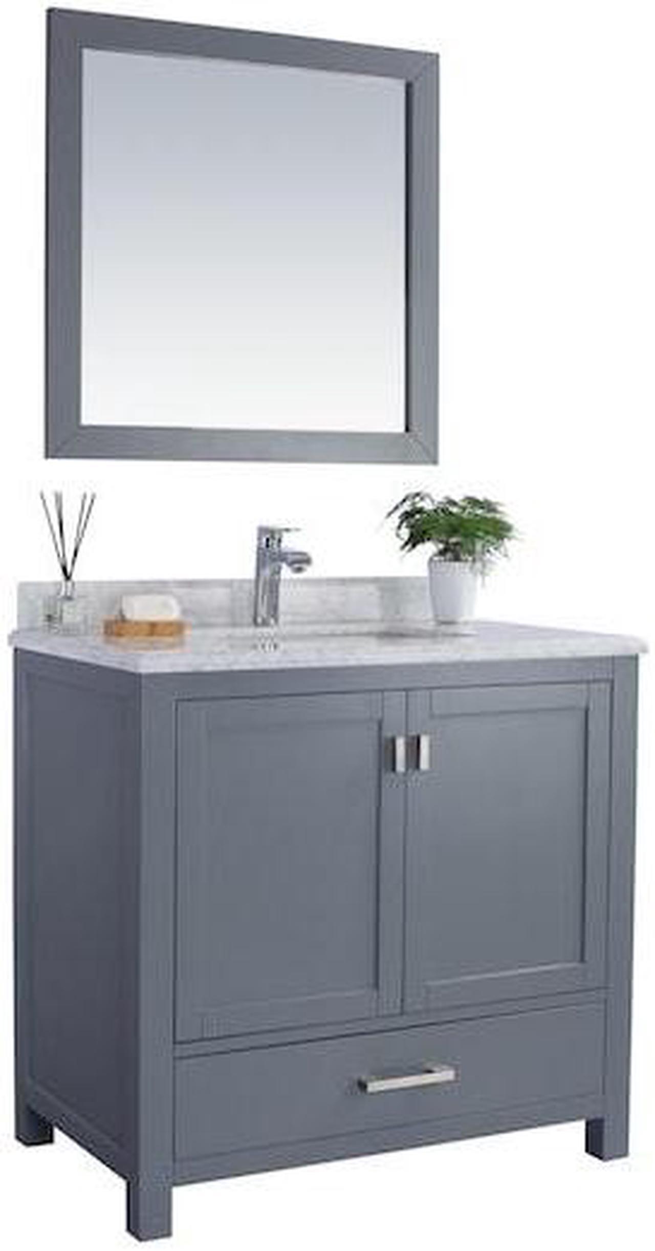 Alt view image 9 of 10 - Wilson 36 - Grey Cabinet + White Carrara Marble Countertop