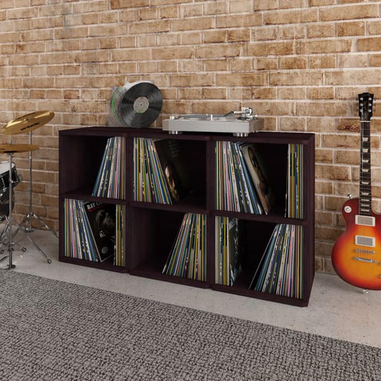 Alt view image 11 of 20 - Way Basics 29.1"H 2-Shelf Vinyl Record Storage Cube And LP Record Album Modern Eco Shelf, Espresso Wood Grain - Lifetime Guarantee