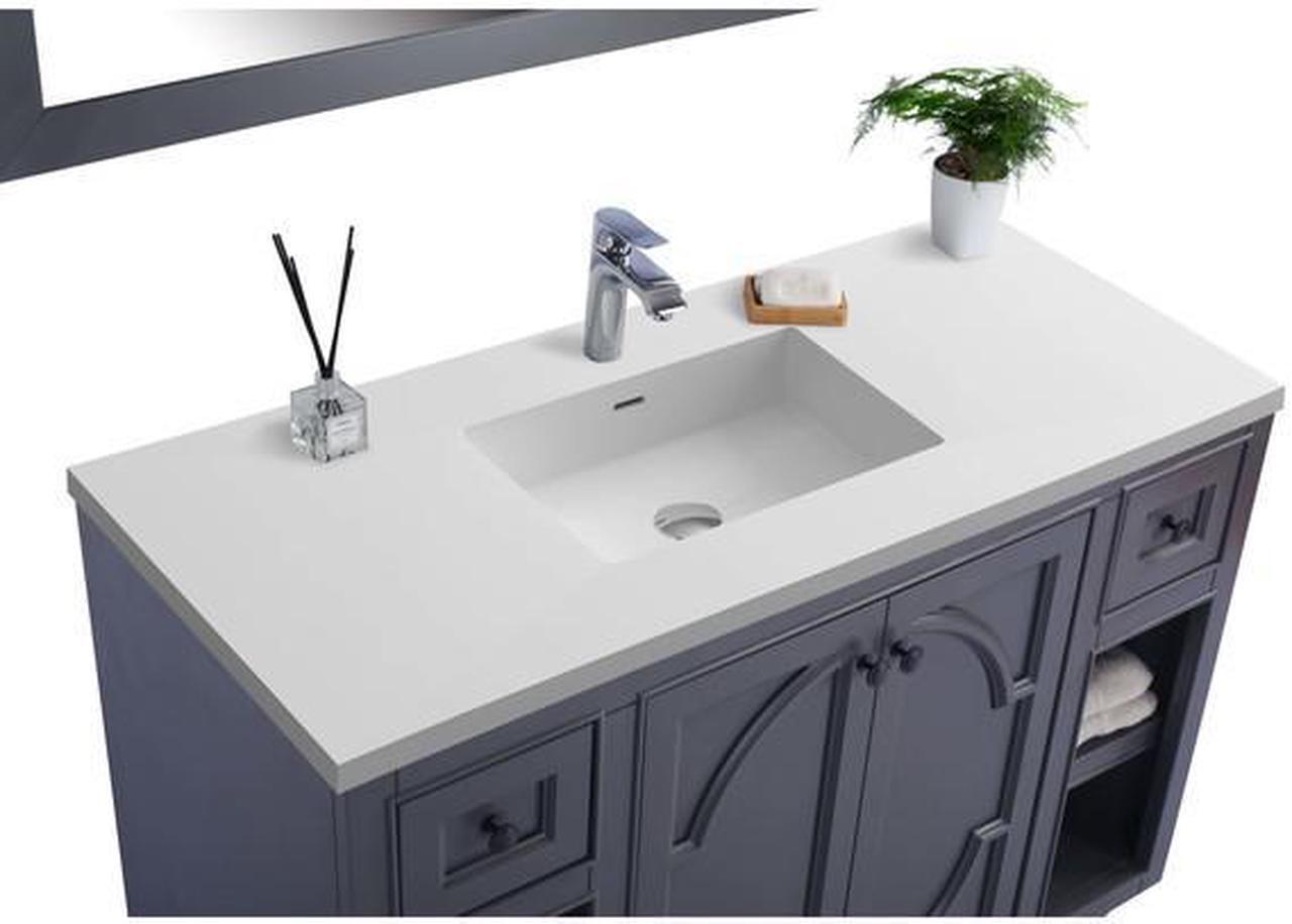 Alt view image 5 of 10 - Odyssey - 48 - Maple Grey Cabinet + Matte White VIVA Stone Solid Surface Countertop