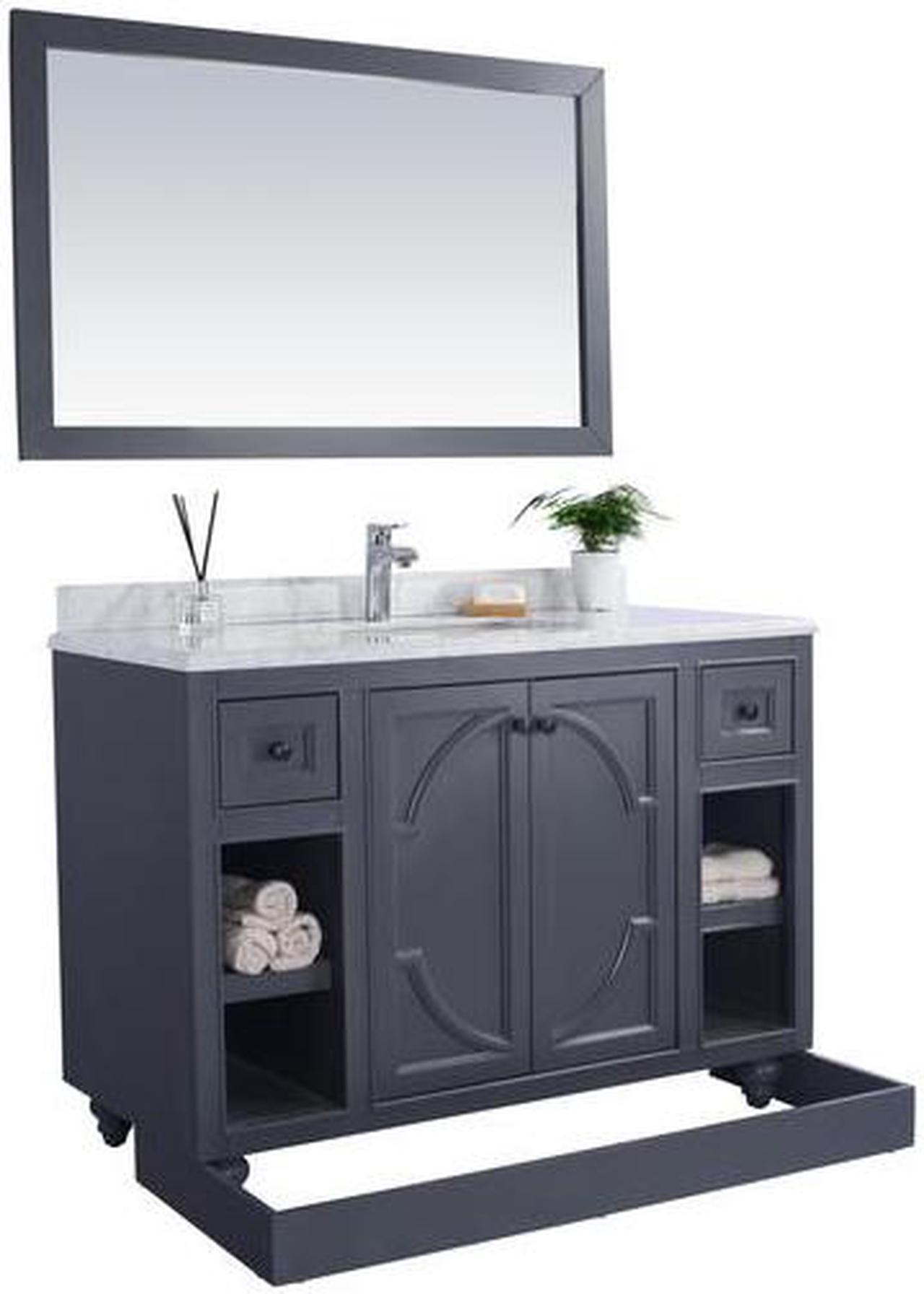 Alt view image 10 of 10 - Odyssey - 48 - Maple Grey Cabinet + Matte White VIVA Stone Solid Surface Countertop