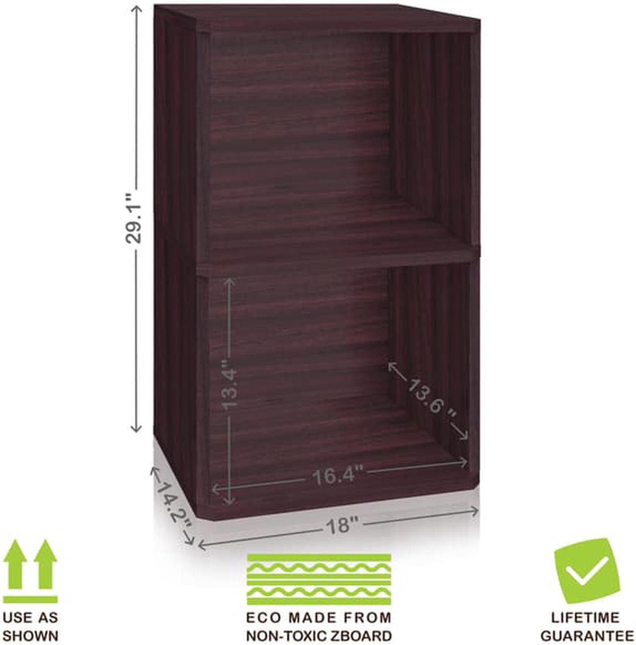 Alt view image 9 of 20 - Way Basics 29.1"H 2-Shelf Vinyl Record Storage Cube And LP Record Album Modern Eco Shelf, Espresso Wood Grain - Lifetime Guarantee