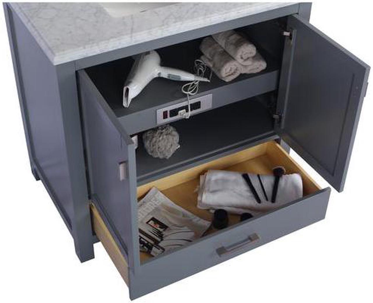 Alt view image 5 of 10 - Wilson 36 - Grey Cabinet + White Carrara Marble Countertop