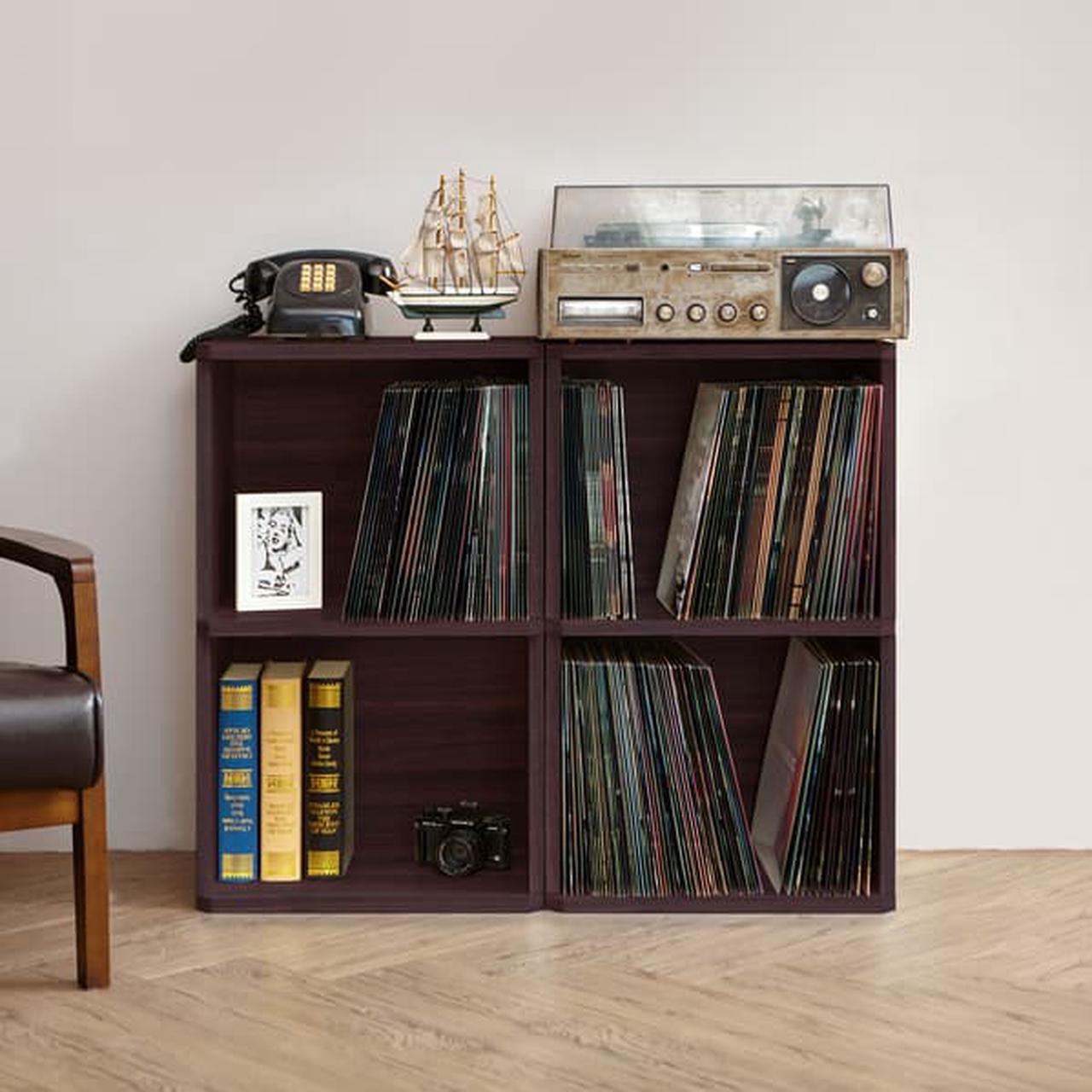 Alt view image 10 of 20 - Way Basics 29.1"H 2-Shelf Vinyl Record Storage Cube And LP Record Album Modern Eco Shelf, Espresso Wood Grain - Lifetime Guarantee