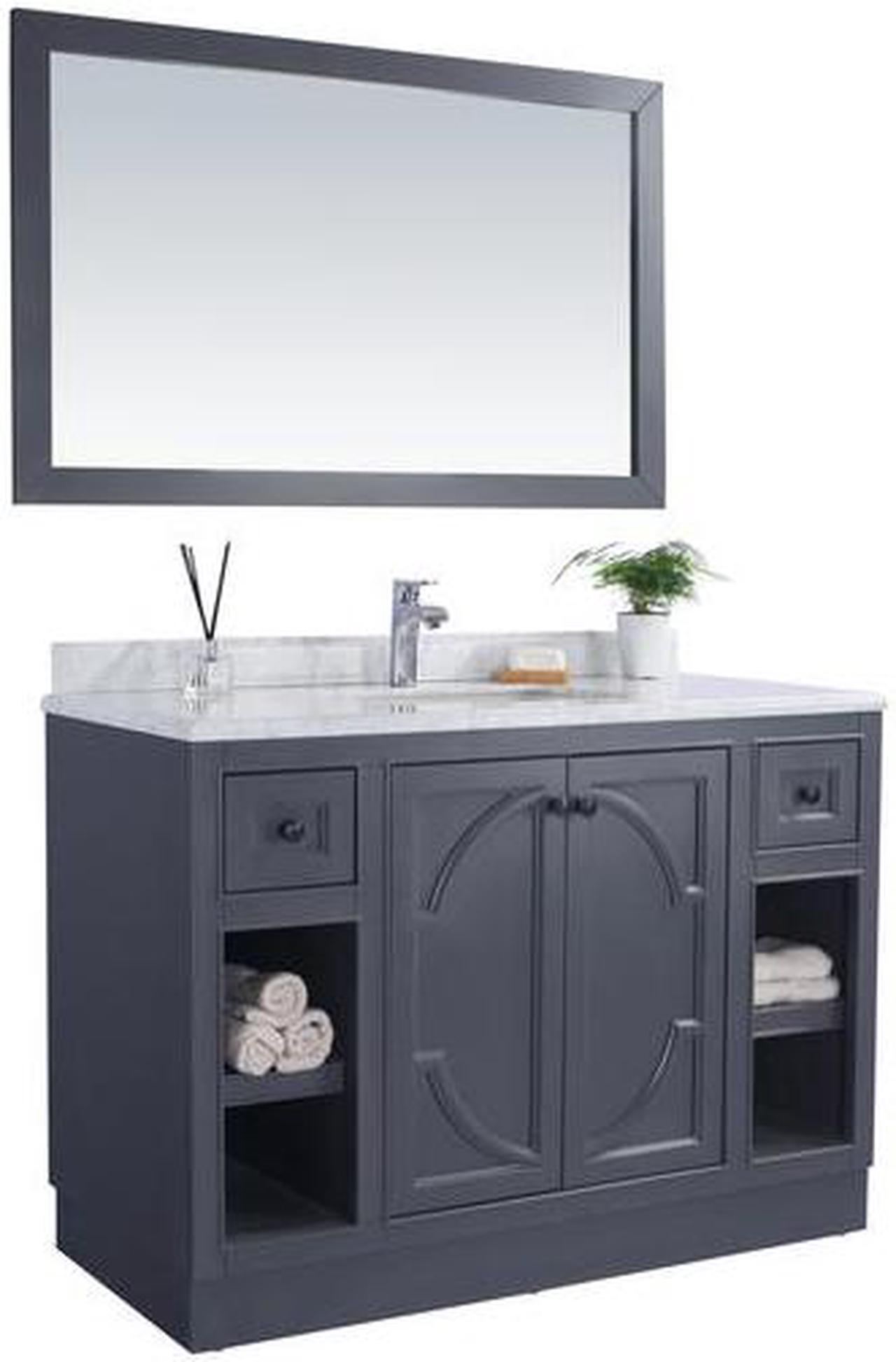 Alt view image 9 of 10 - Odyssey - 48 - Maple Grey Cabinet + Matte White VIVA Stone Solid Surface Countertop