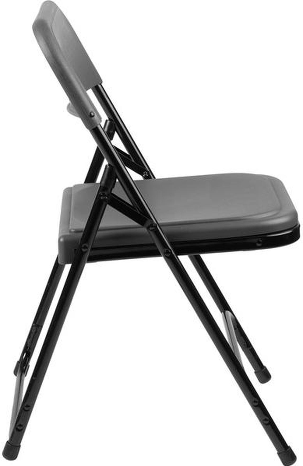 Alt view image 11 of 15 - NPS 820 Plastic Folding Chair - Supports Up to 500 lb - 18" Seat Height - Charcoal Seat, Charcoal Back, Black Base - 4/Carton