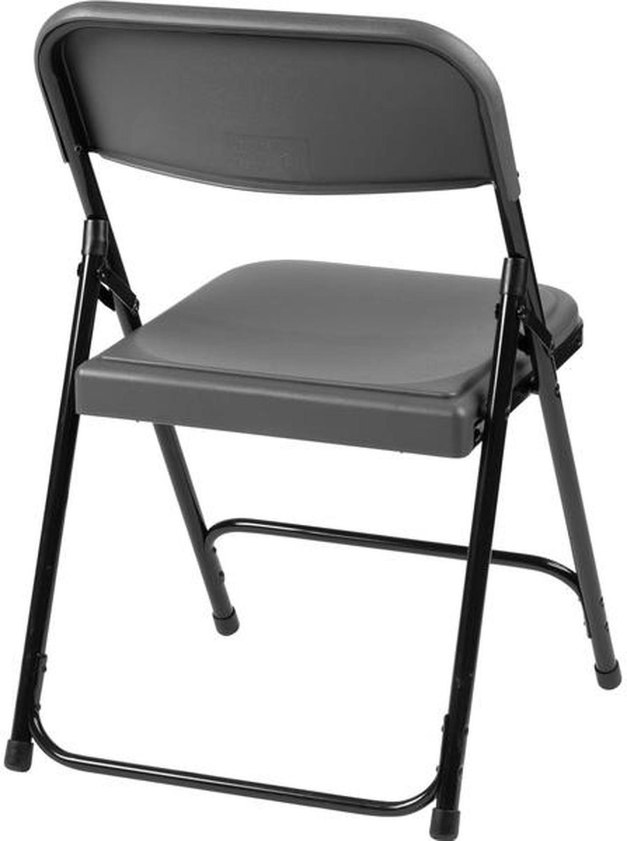 Alt view image 13 of 15 - NPS 820 Plastic Folding Chair - Supports Up to 500 lb - 18" Seat Height - Charcoal Seat, Charcoal Back, Black Base - 4/Carton