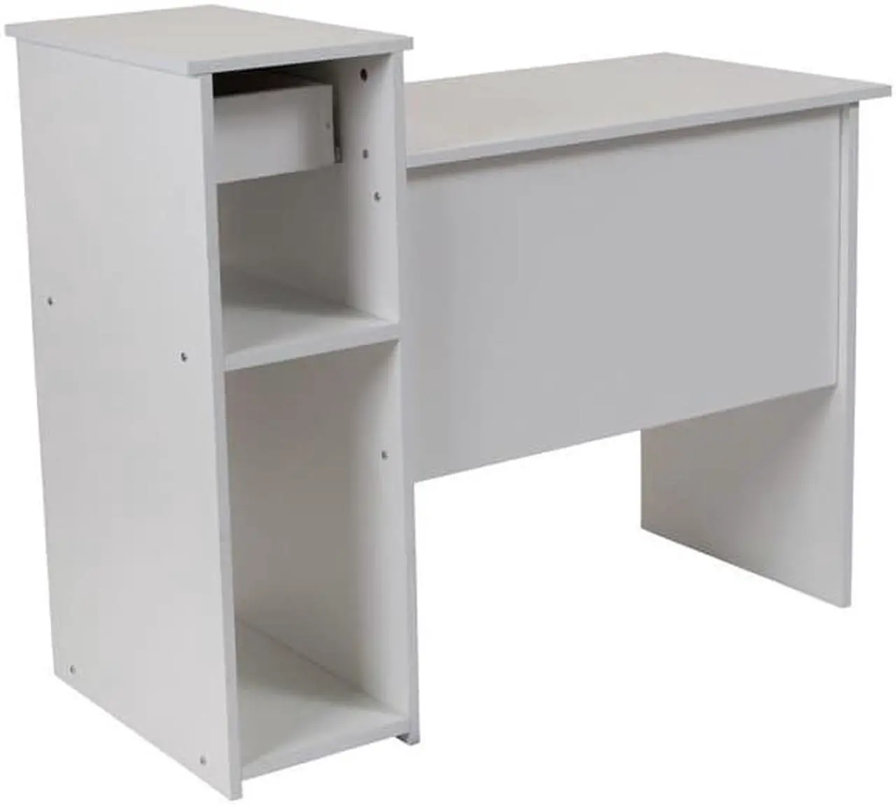 Alt view image 14 of 20 - Flash Furniture Highland Park White Computer Desk with Shelves and Drawer