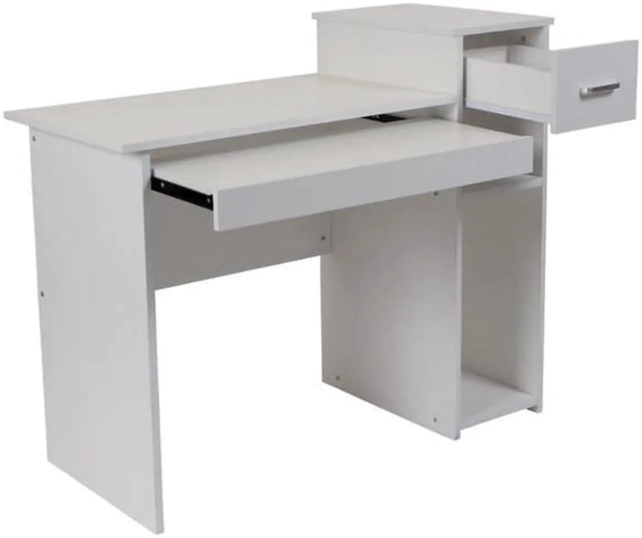 Alt view image 12 of 20 - Flash Furniture Highland Park White Computer Desk with Shelves and Drawer