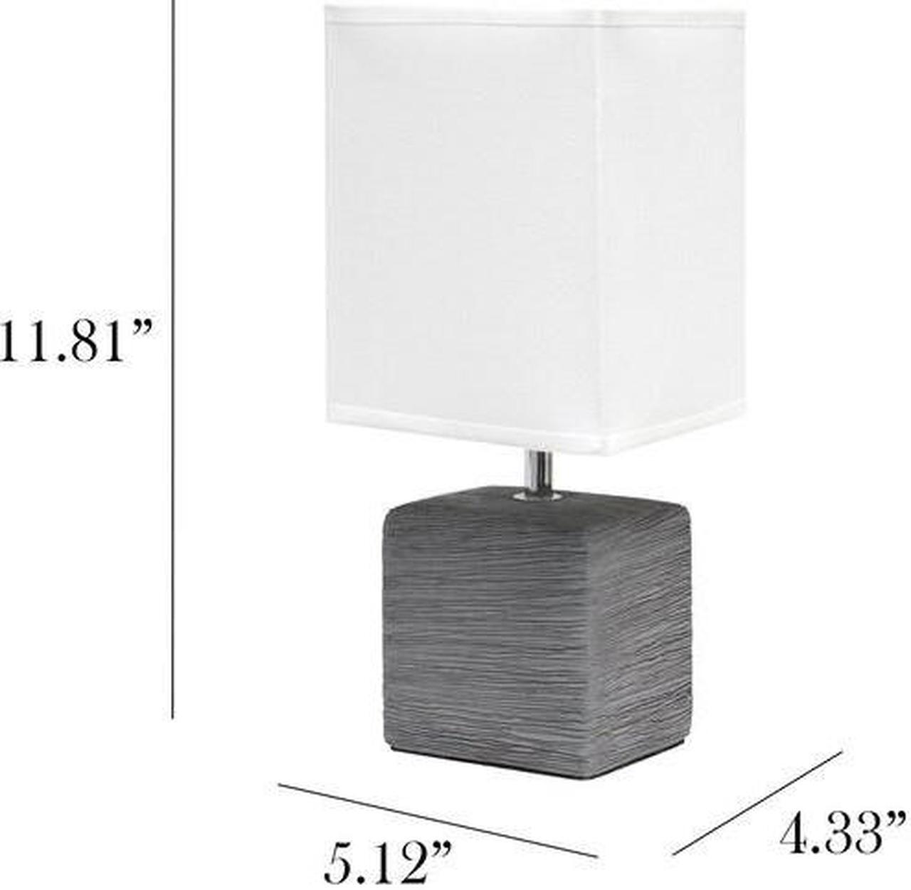 Alt view image 12 of 13 - Simple Designs Petite Faux Stone Table Lamp with Fabric Shade, Gray with White Shade