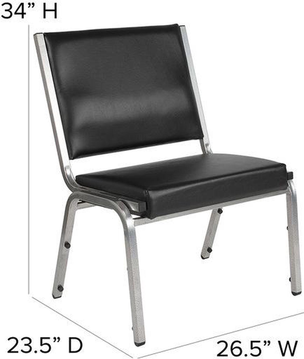 Alt view image 12 of 20 - Flash Furniture HERCULES Series 1500 lb. Rated Antimicrobial Vinyl Bariatric Chair with Silver Vein Frame, Black