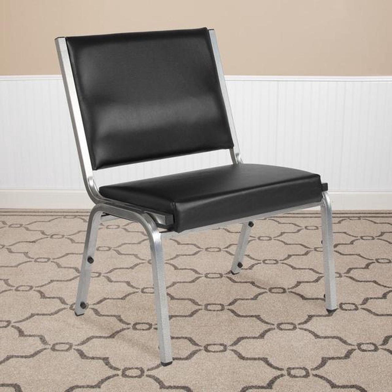 Alt view image 13 of 20 - Flash Furniture HERCULES Series 1500 lb. Rated Antimicrobial Vinyl Bariatric Chair with Silver Vein Frame, Black