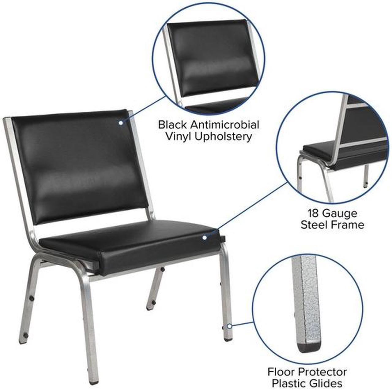 Alt view image 17 of 20 - Flash Furniture HERCULES Series 1500 lb. Rated Antimicrobial Vinyl Bariatric Chair with Silver Vein Frame, Black