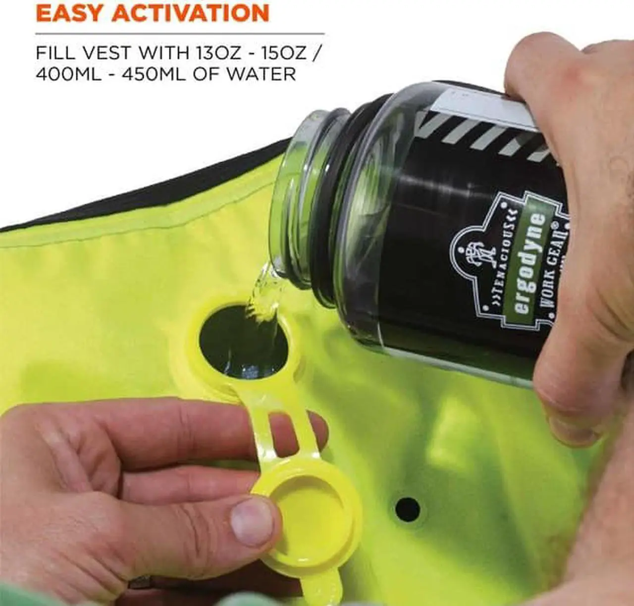 Alt view image 5 of 9 - Ergodyne 12678 Chill-Its 6685 Premium Dry Evaporative Cooling Vest with Zipper - Nylon - 4X-Large - Lime