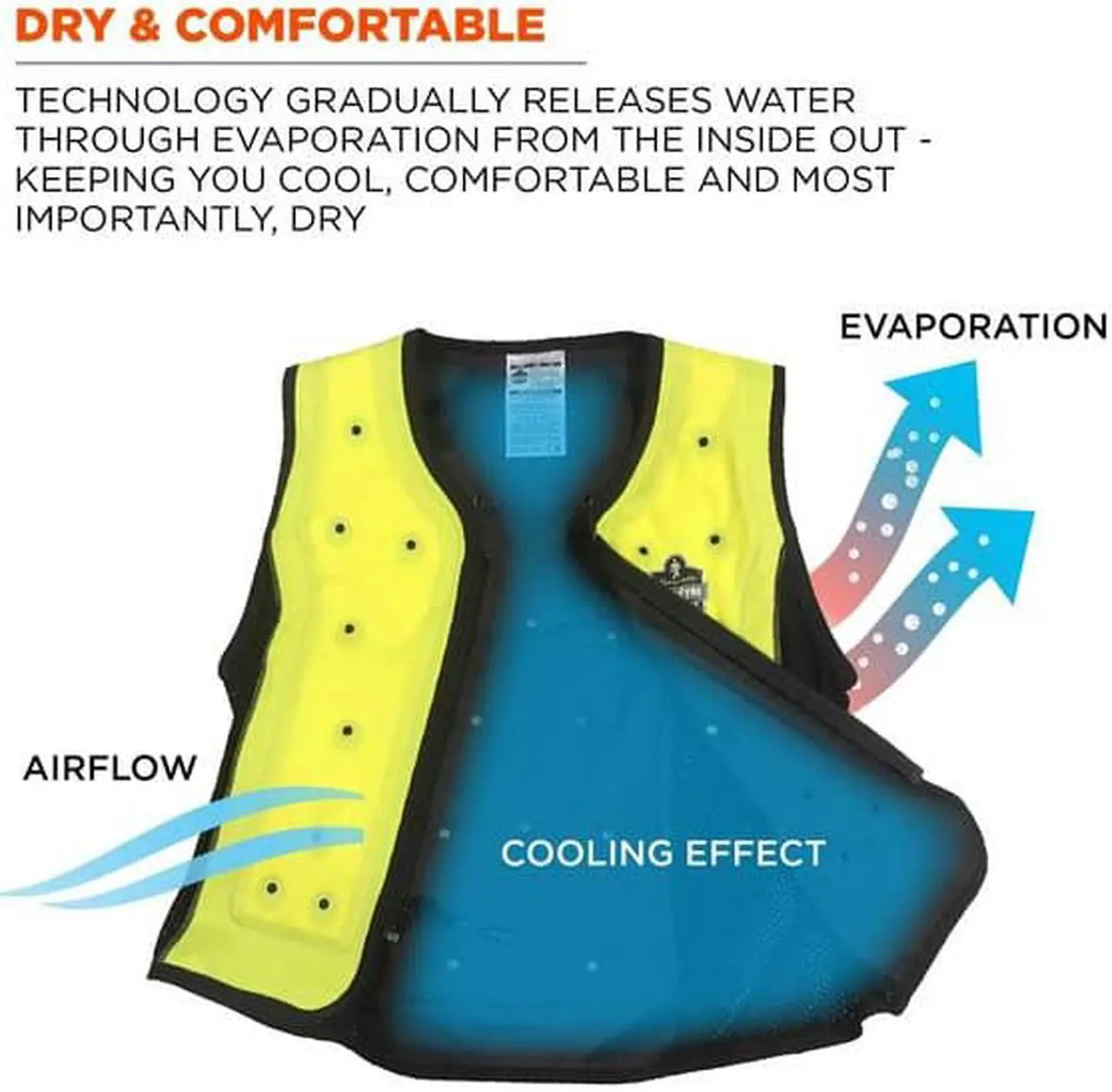 Alt view image 6 of 9 - Ergodyne 12678 Chill-Its 6685 Premium Dry Evaporative Cooling Vest with Zipper - Nylon - 4X-Large - Lime