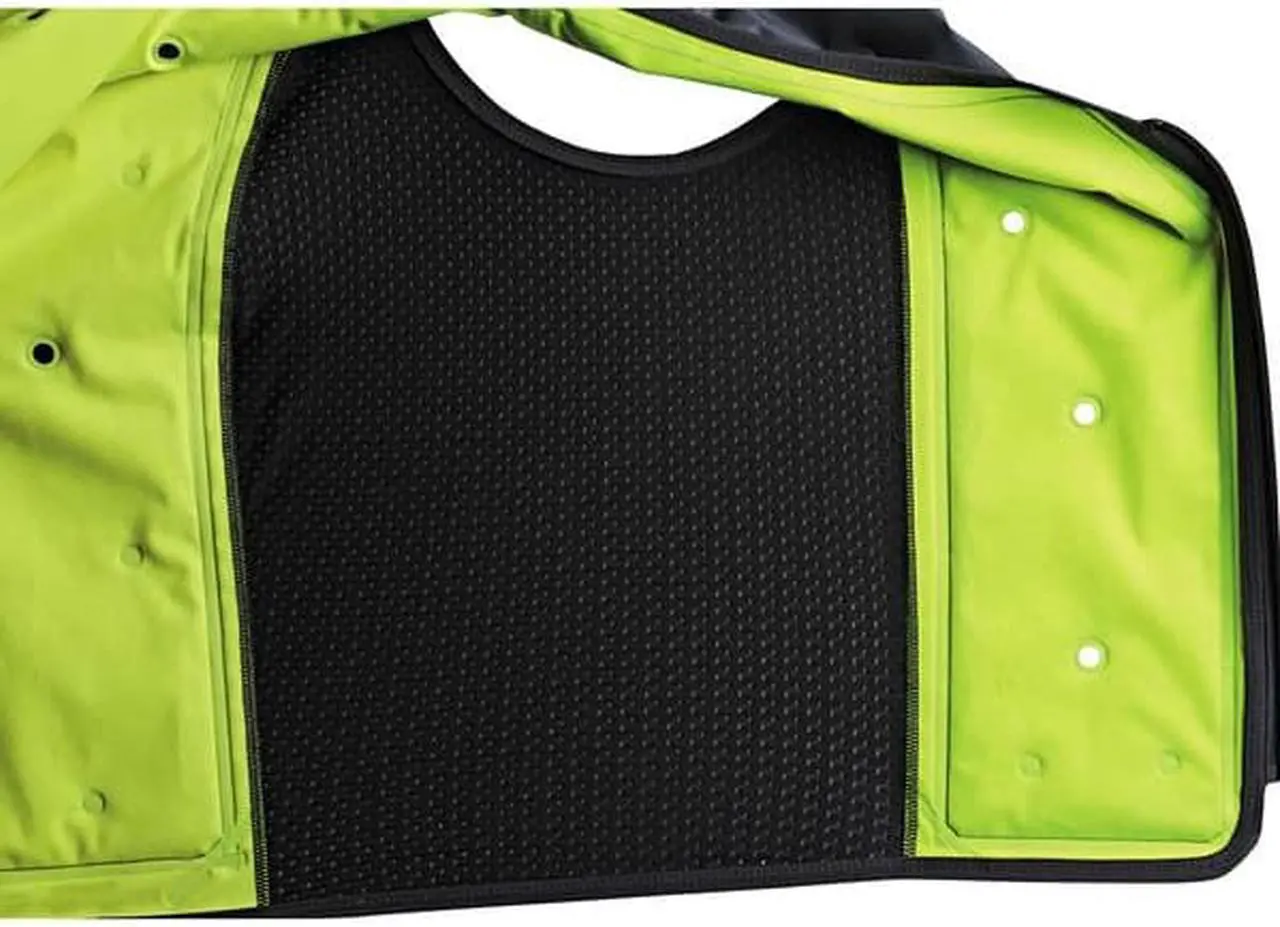 Alt view image 8 of 9 - Ergodyne 12678 Chill-Its 6685 Premium Dry Evaporative Cooling Vest with Zipper - Nylon - 4X-Large - Lime
