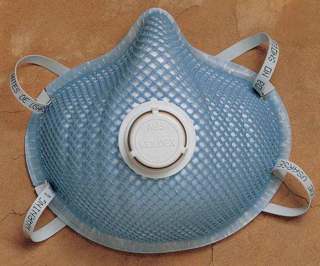 Alt view image 7 of 9 - Moldex N95 Disposable Respirator, Molded, Blue, Mask Size: S, 10PK Blue  2301N95