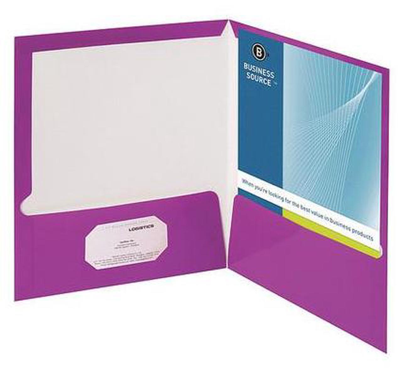 Alt view image 5 of 7 - Business Source Two-Pocket Folders with Business Card Holder