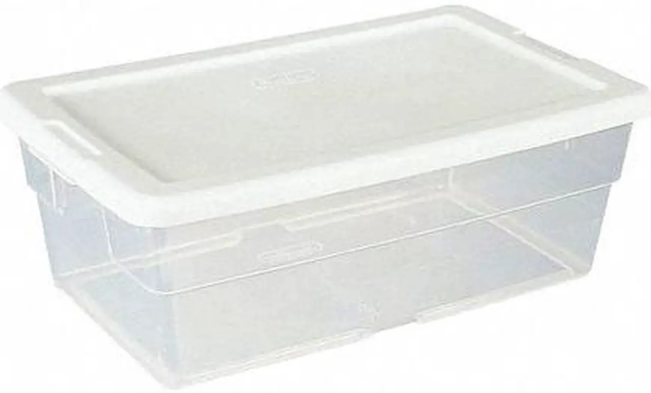 Alt view image 11 of 12 - Sterilite 6 Quart Clear Stacking Closet Storage Tote Container with White Lid