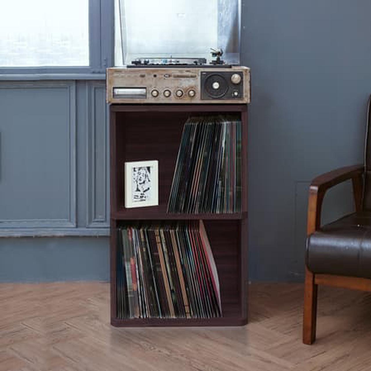 Alt view image 8 of 20 - Way Basics 29.1"H 2-Shelf Vinyl Record Storage Cube And LP Record Album Modern Eco Shelf, Espresso Wood Grain - Lifetime Guarantee