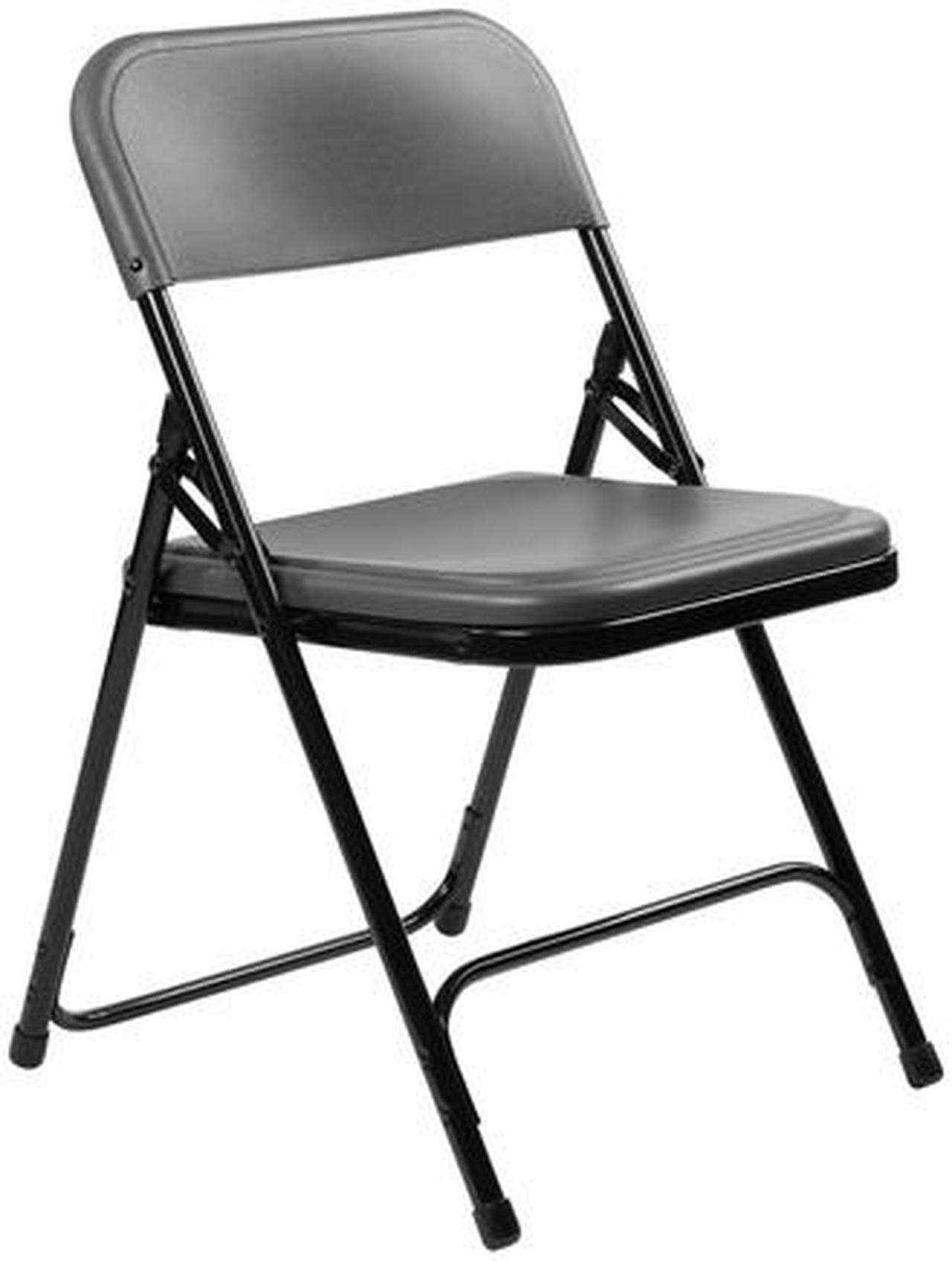 Alt view image 9 of 15 - NPS 820 Plastic Folding Chair - Supports Up to 500 lb - 18" Seat Height - Charcoal Seat, Charcoal Back, Black Base - 4/Carton