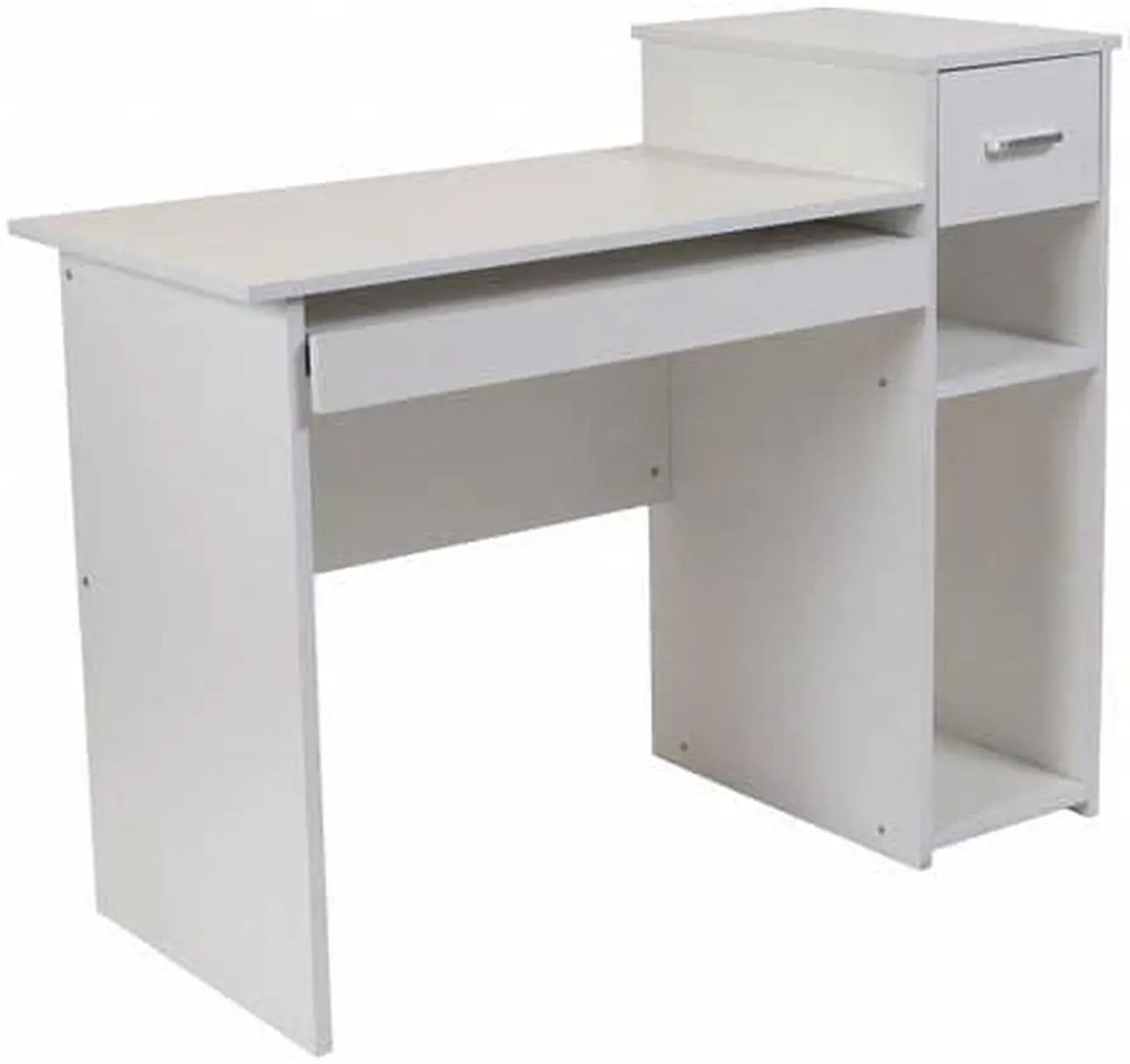 Alt view image 5 of 20 - Flash Furniture Highland Park White Computer Desk with Shelves and Drawer