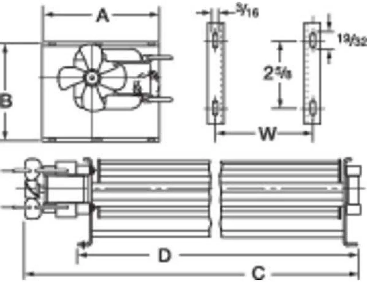 Alt view image 5 of 5 - DAYTON 1TDU4 Rectangular OEM Blower, 2736 RPM, 1 Phase, Direct Drive, C45