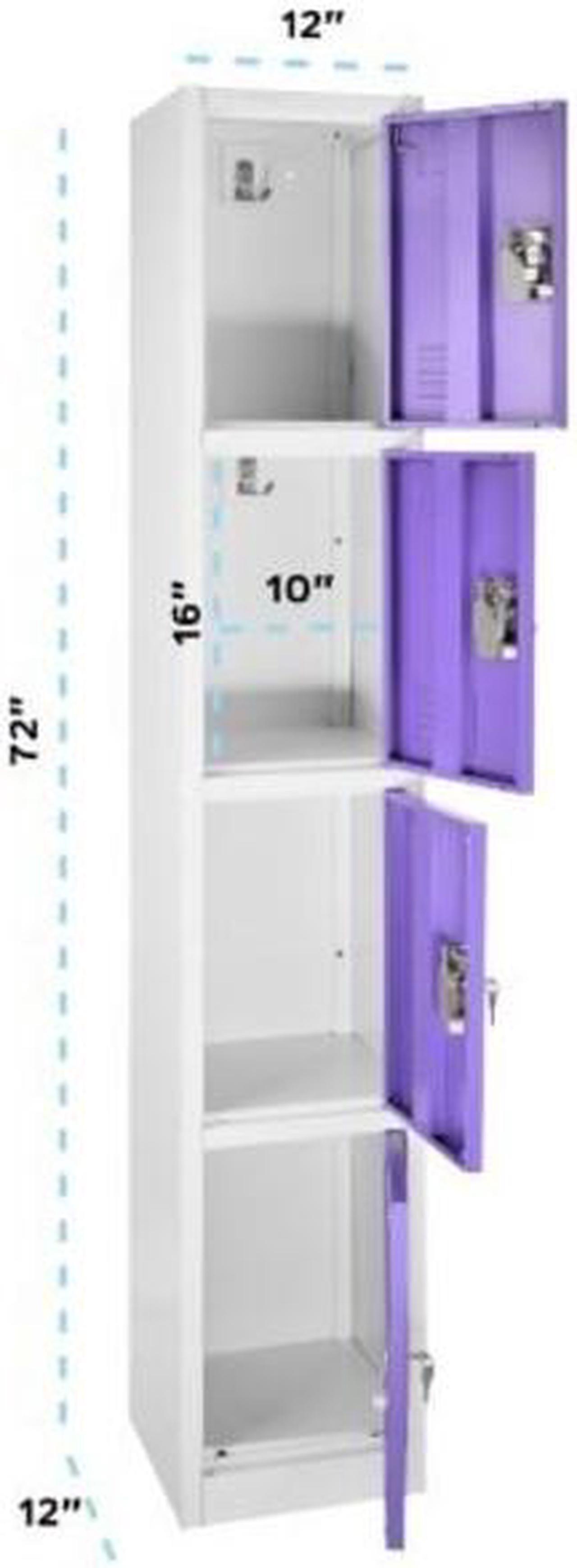 Alt view image 8 of 8 - AdirOffice 72"" D 4-Compartment Steel Tier Key Lock Purple Storage Locker