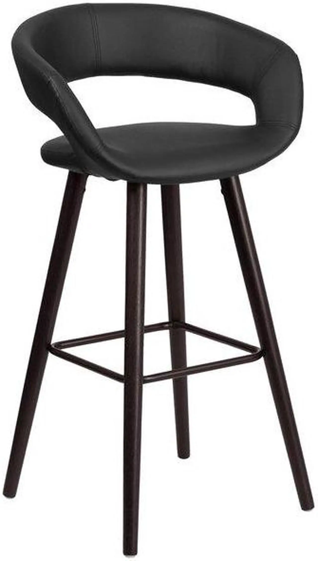 Alt view image 11 of 20 - Brynn Series 29'' High Contemporary Cappuccino Wood Barstool in Black Vinyl