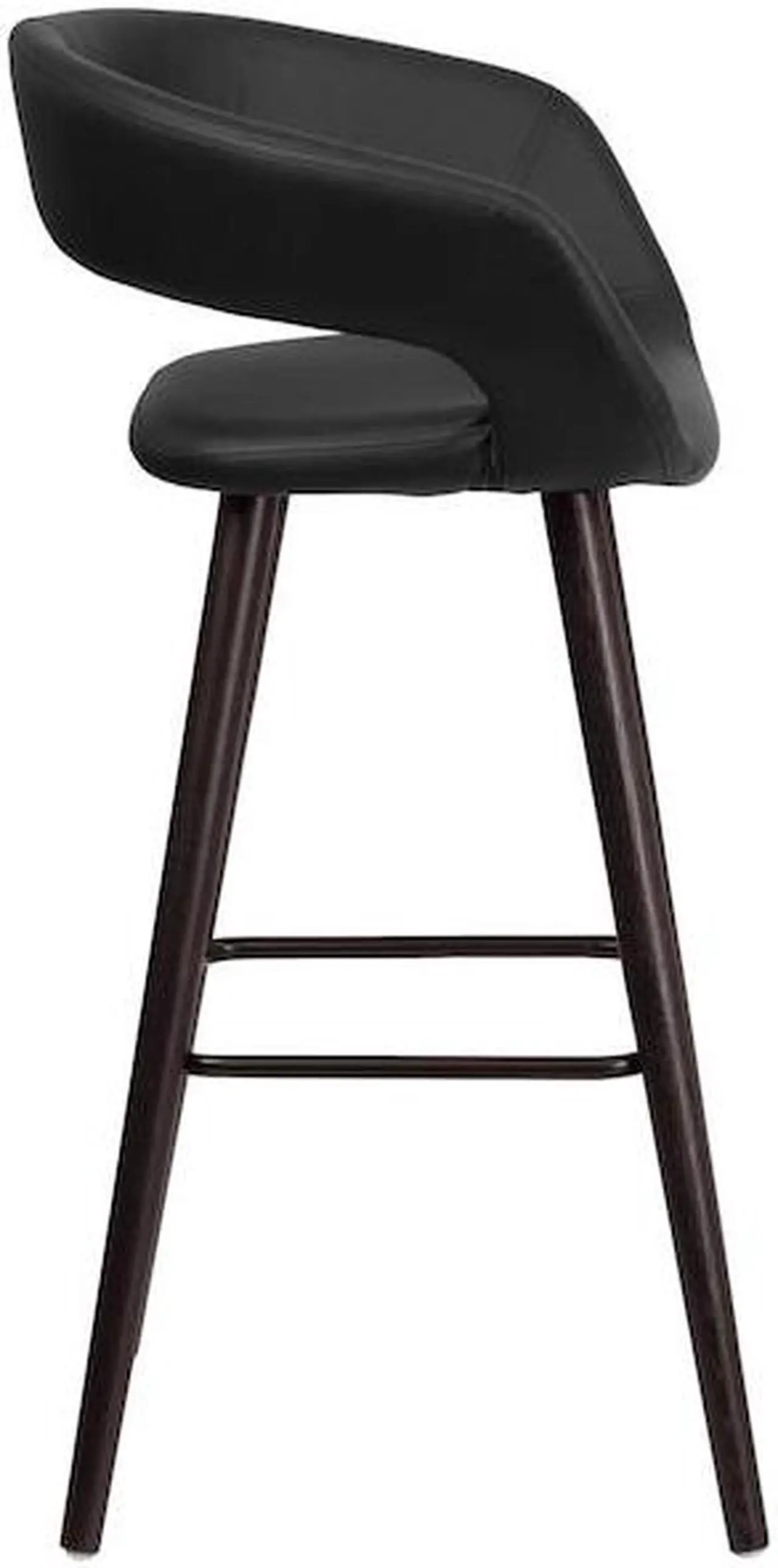 Alt view image 12 of 20 - Brynn Series 29'' High Contemporary Cappuccino Wood Barstool in Black Vinyl