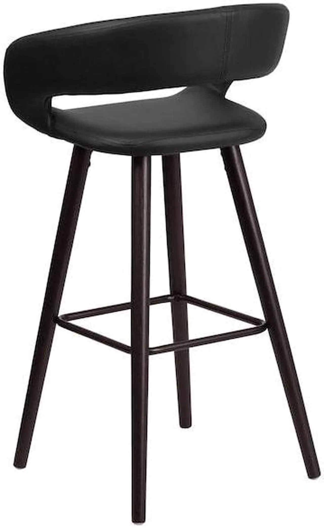 Alt view image 13 of 20 - Brynn Series 29'' High Contemporary Cappuccino Wood Barstool in Black Vinyl