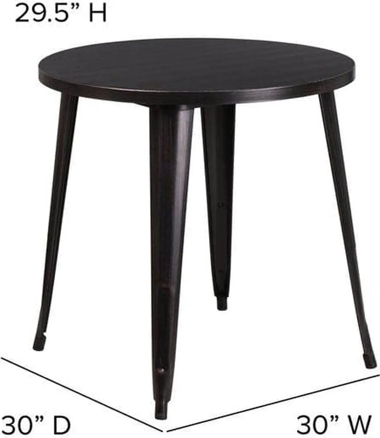 Alt view image 2 of 10 - Commercial Grade 30" Round Black-Antique Gold Metal Indoor-Outdoor Table