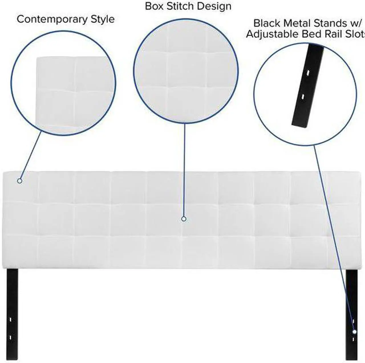 Alt view image 12 of 20 - Bedford Tufted Upholstered King Size Headboard in White Fabric