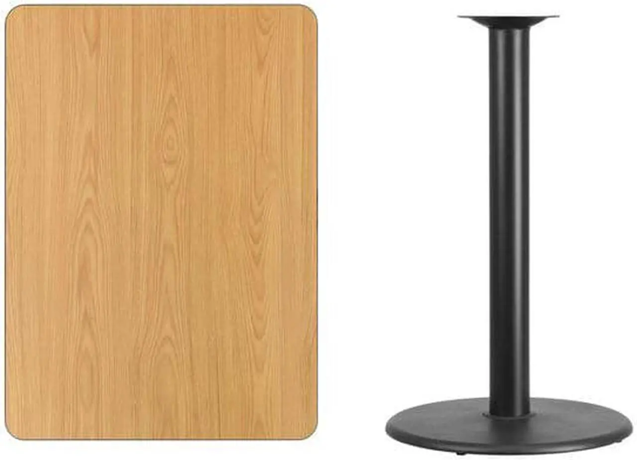 Alt view image 6 of 13 - 30'' x 42'' Rectangular Natural Laminate Table Top with 24'' Round Bar Height Table Base