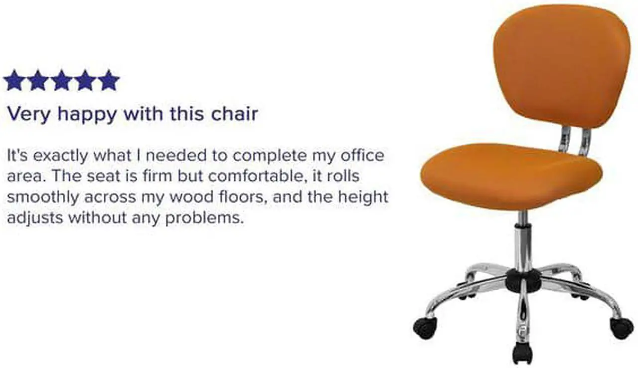 Alt view image 19 of 20 - Mid-Back Orange Mesh Padded Swivel Task Office Chair with Chrome Base