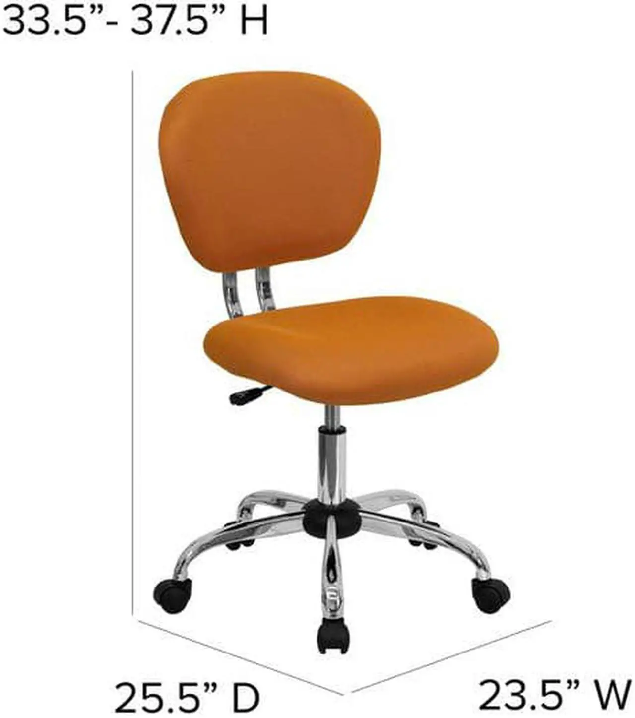 Alt view image 17 of 20 - Mid-Back Orange Mesh Padded Swivel Task Office Chair with Chrome Base