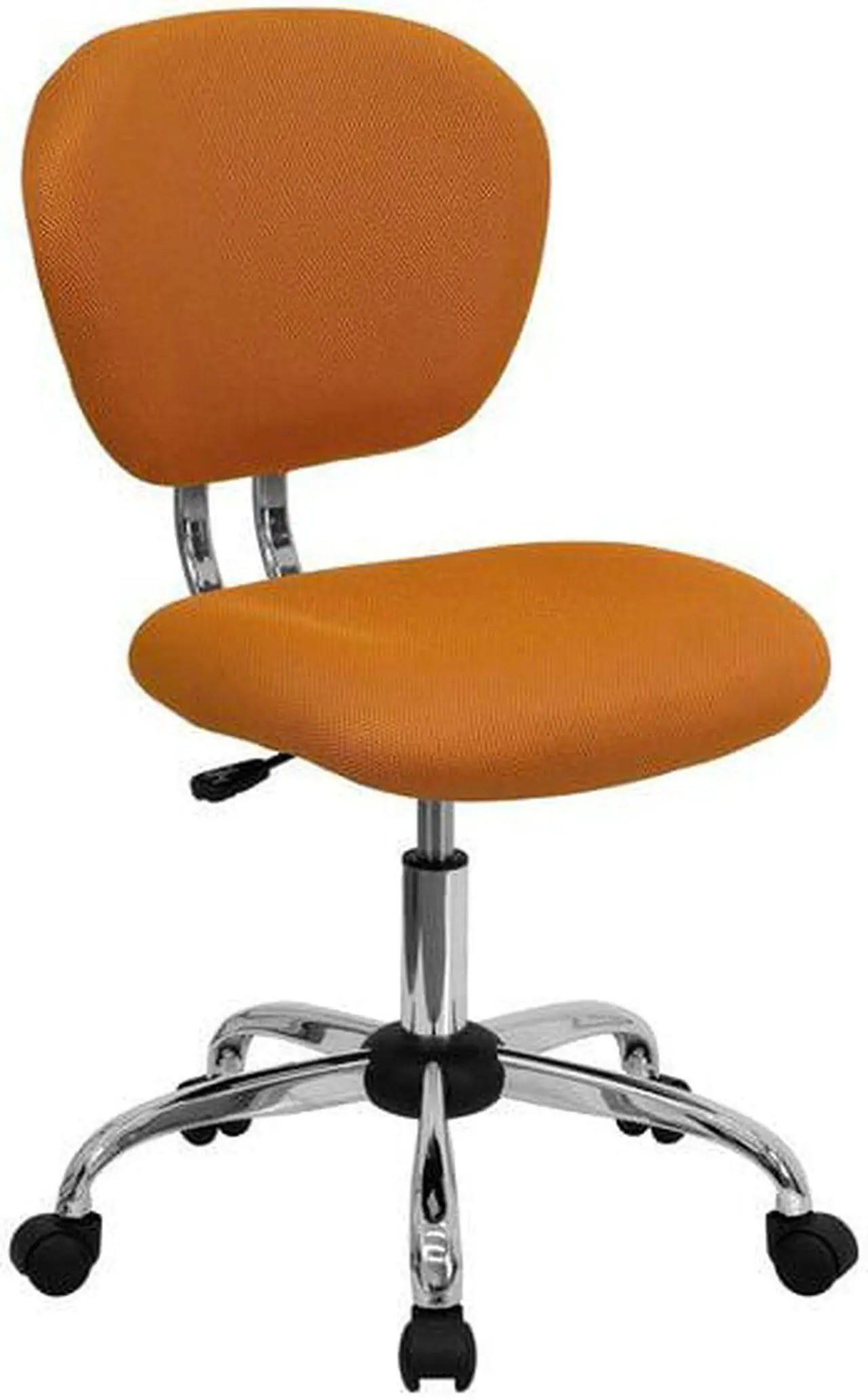 Alt view image 15 of 20 - Mid-Back Orange Mesh Padded Swivel Task Office Chair with Chrome Base