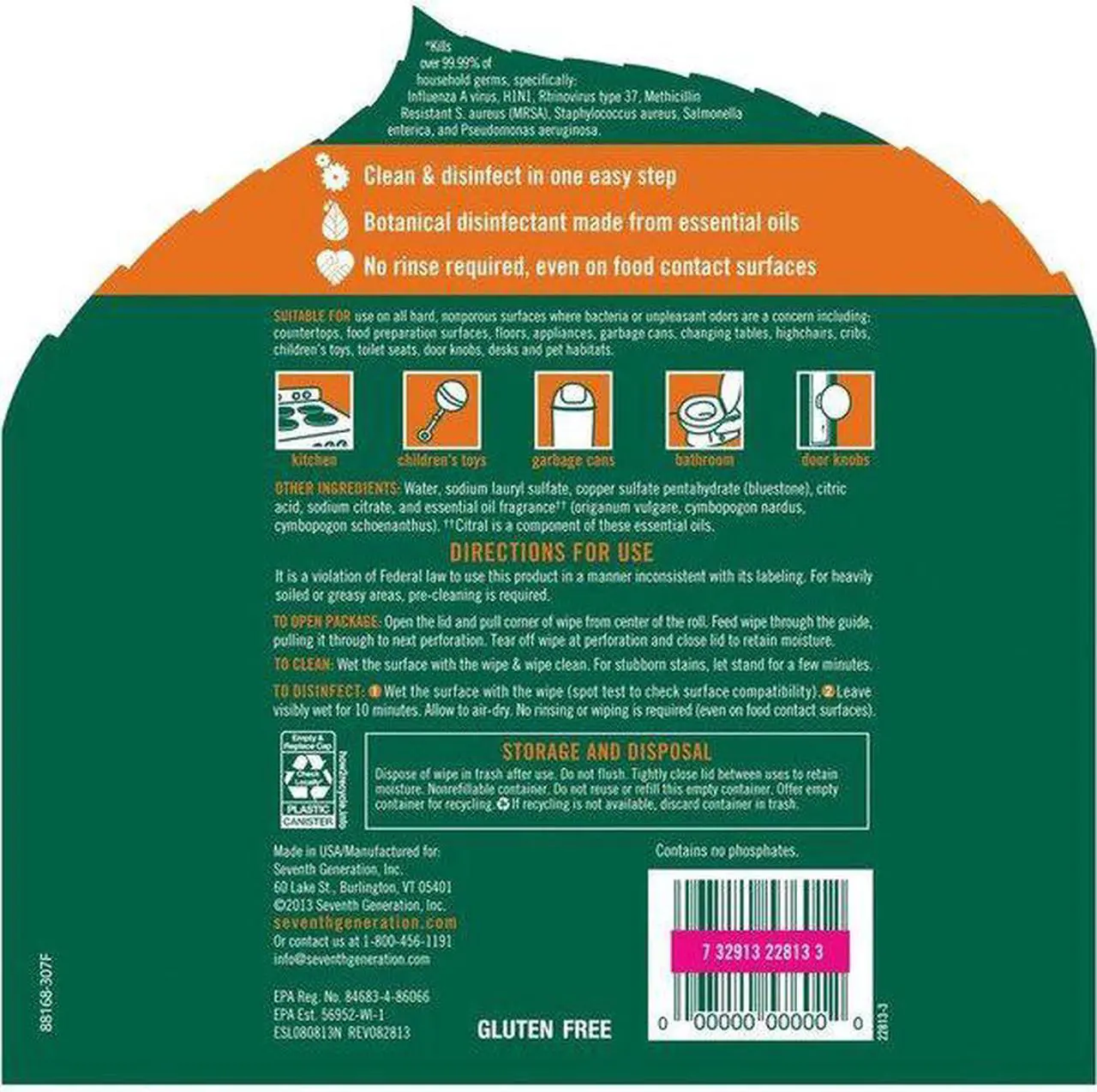 Alt view image 18 of 20 - SEVENTH GENERATION Botanical Disinfecting Wipes 8 x 7 70 Wipes 22813