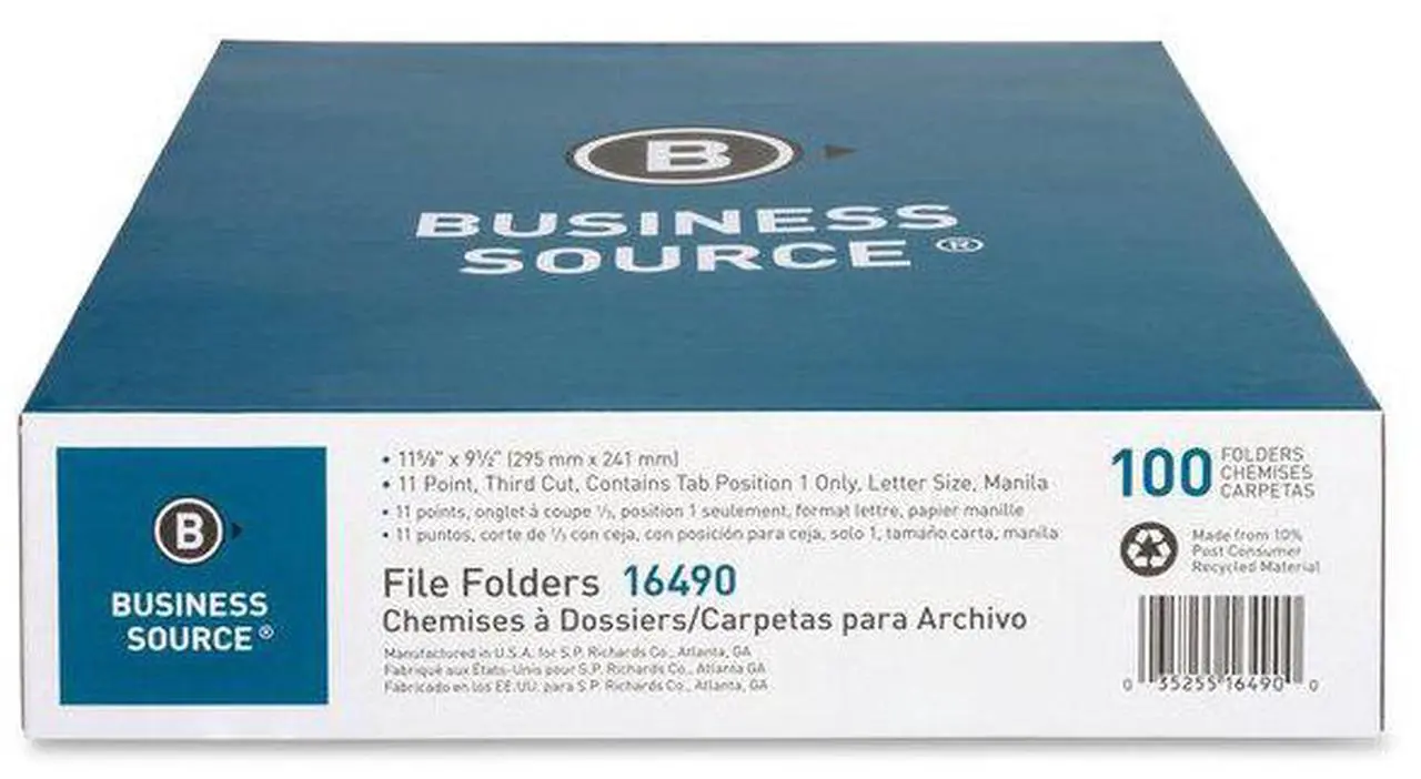 Alt view image 8 of 8 - Business Source File Folder 1/3 Cut Left Tab 1-Ply 3/4" Exp. Ltr 100/BX MLA