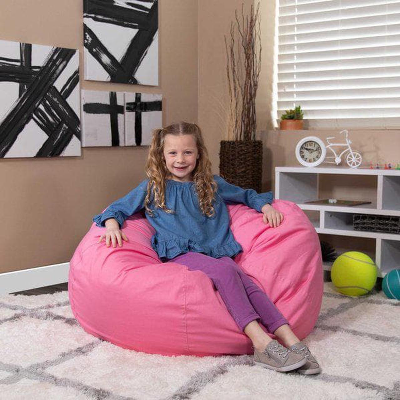 Alt view image 10 of 12 - Oversized Solid Light Pink Bean Bag Chair for Kids and Adults