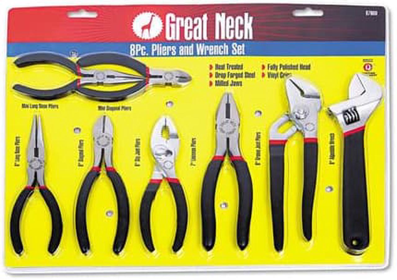Alt view image 6 of 6 - Great Neck 8-Piece Steel Pliers and Wrench Tool Set 87900