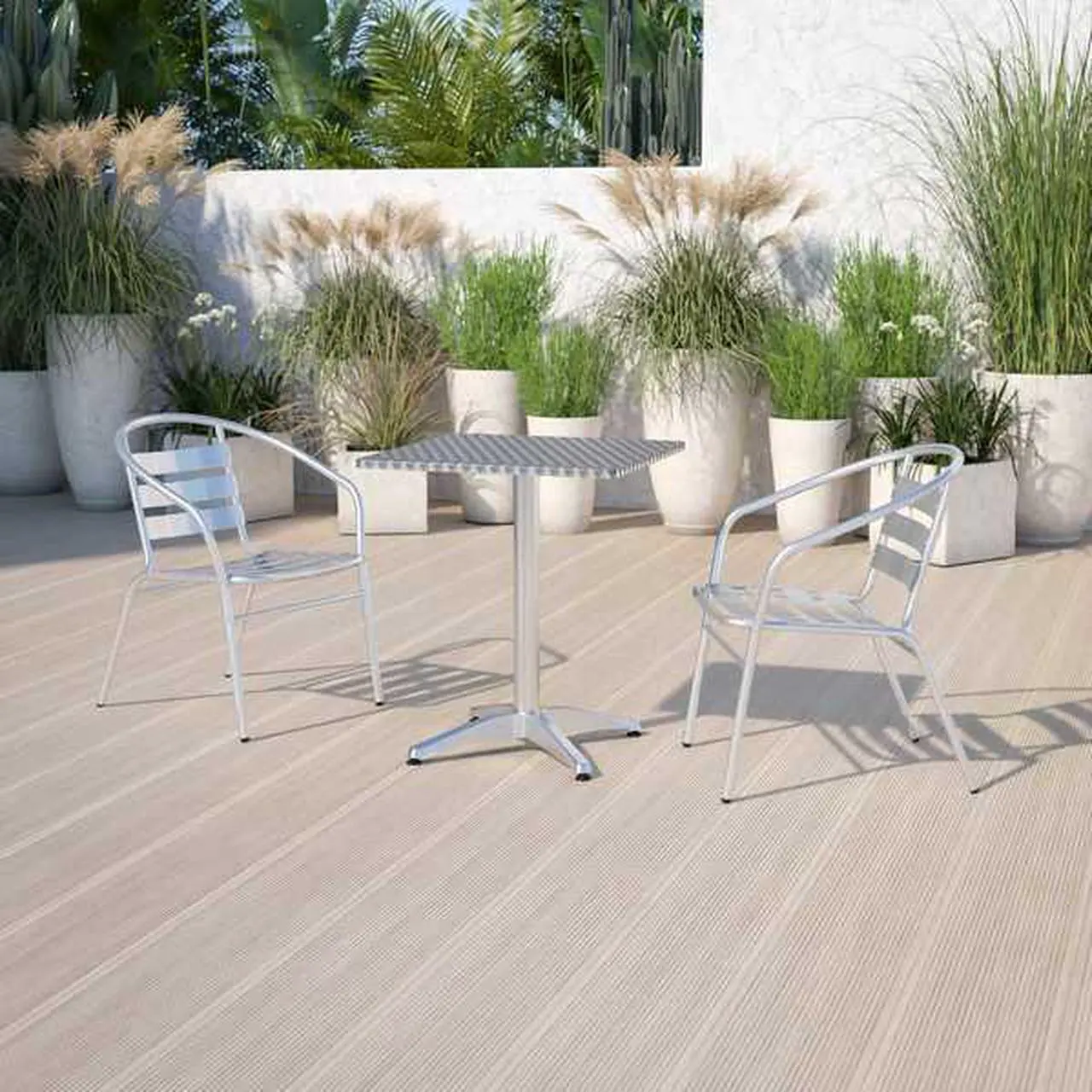 Alt view image 7 of 20 - 23.5'' Square Aluminum Indoor-Outdoor Table with Base