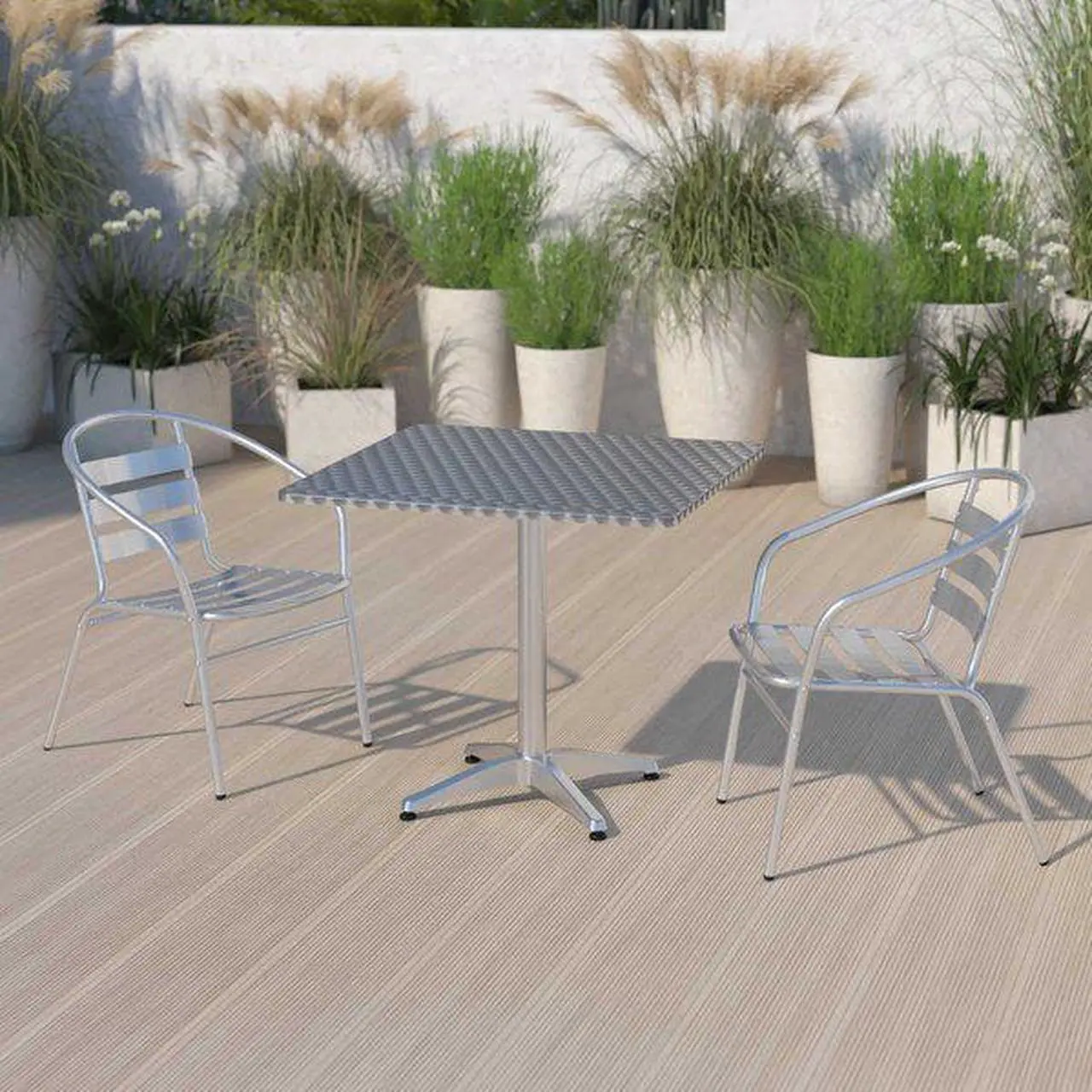 Alt view image 5 of 17 - 31.5'' Square Aluminum Indoor-Outdoor Table with Base