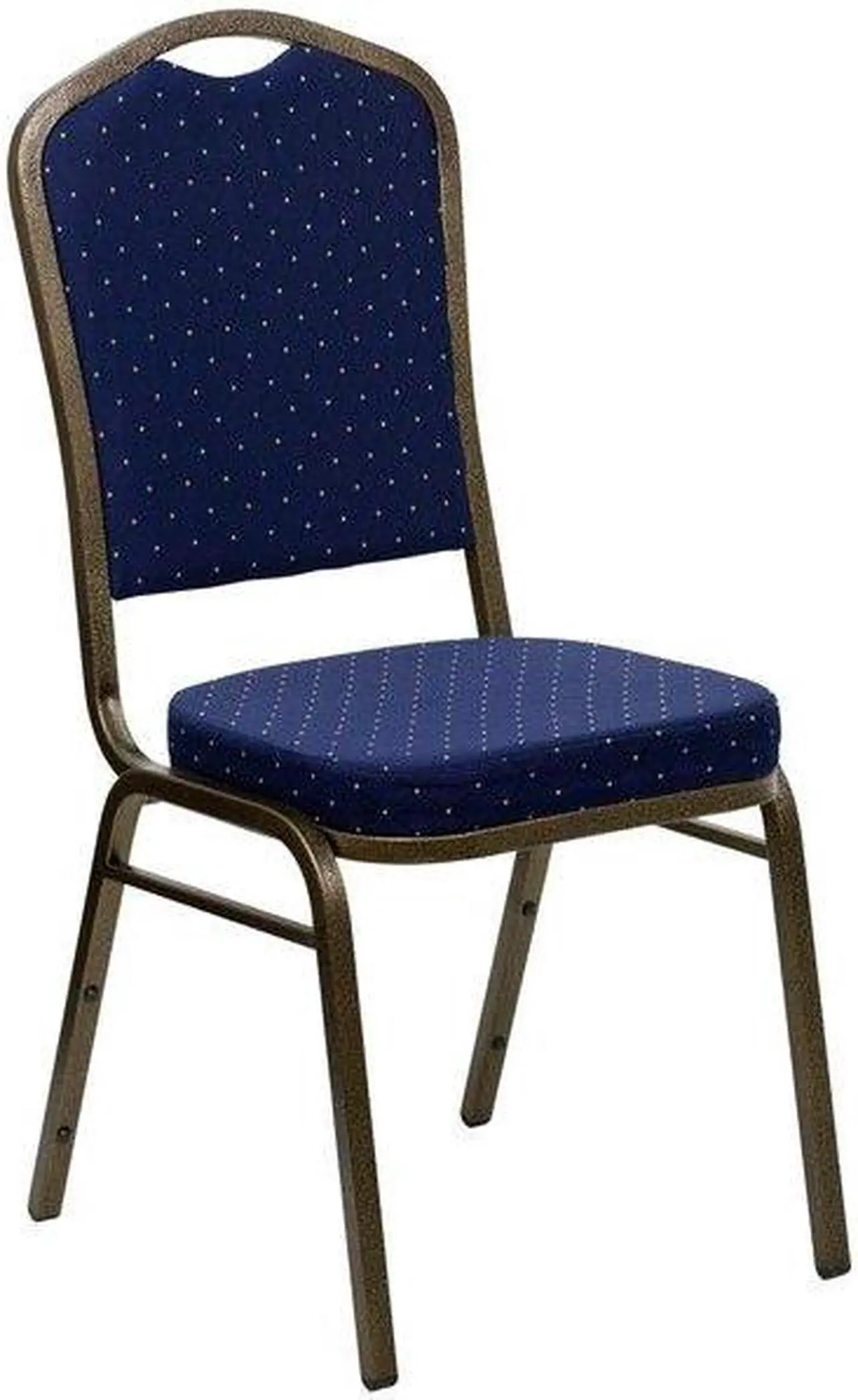 Alt view image 12 of 20 - HERCULES Series Crown Back Stacking Banquet Chair in Navy Blue Dot Patterned Fabric - Gold Vein Frame