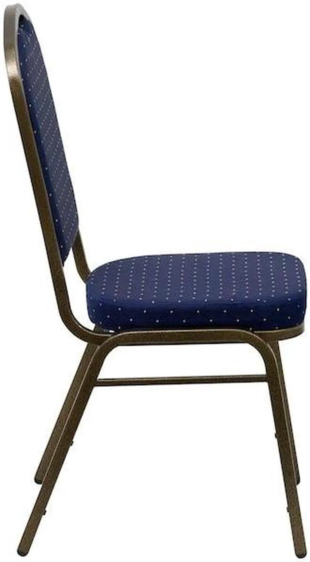 Alt view image 13 of 20 - HERCULES Series Crown Back Stacking Banquet Chair in Navy Blue Dot Patterned Fabric - Gold Vein Frame