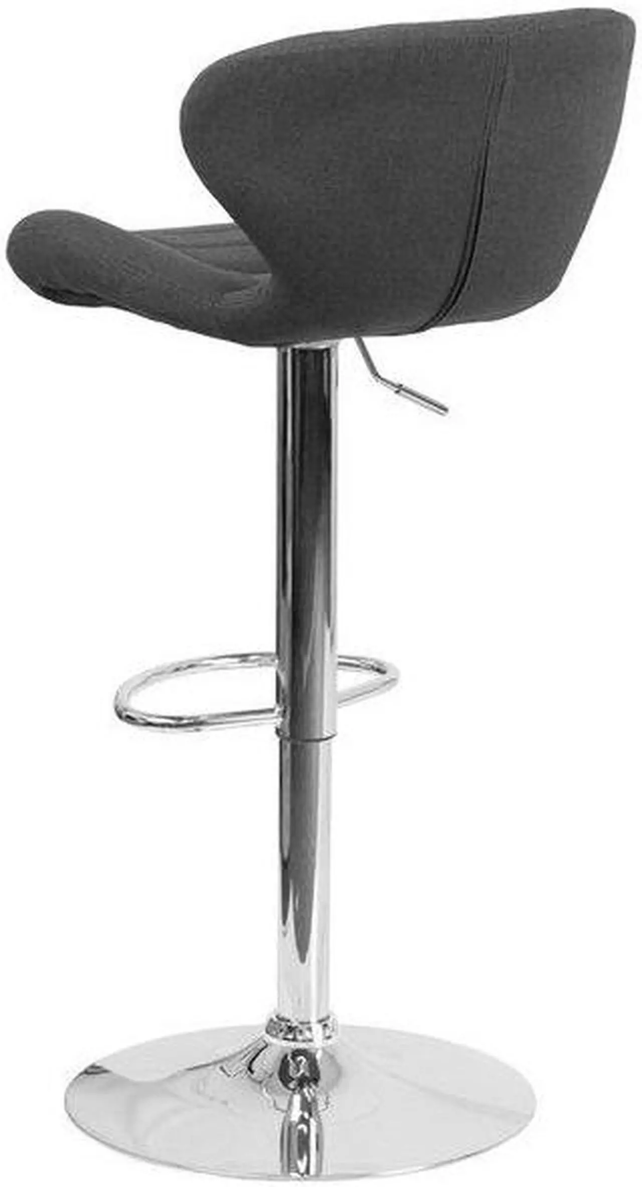 Alt view image 19 of 20 - Contemporary Charcoal Fabric Adjustable Height Barstool with Curved Back and Chrome Base