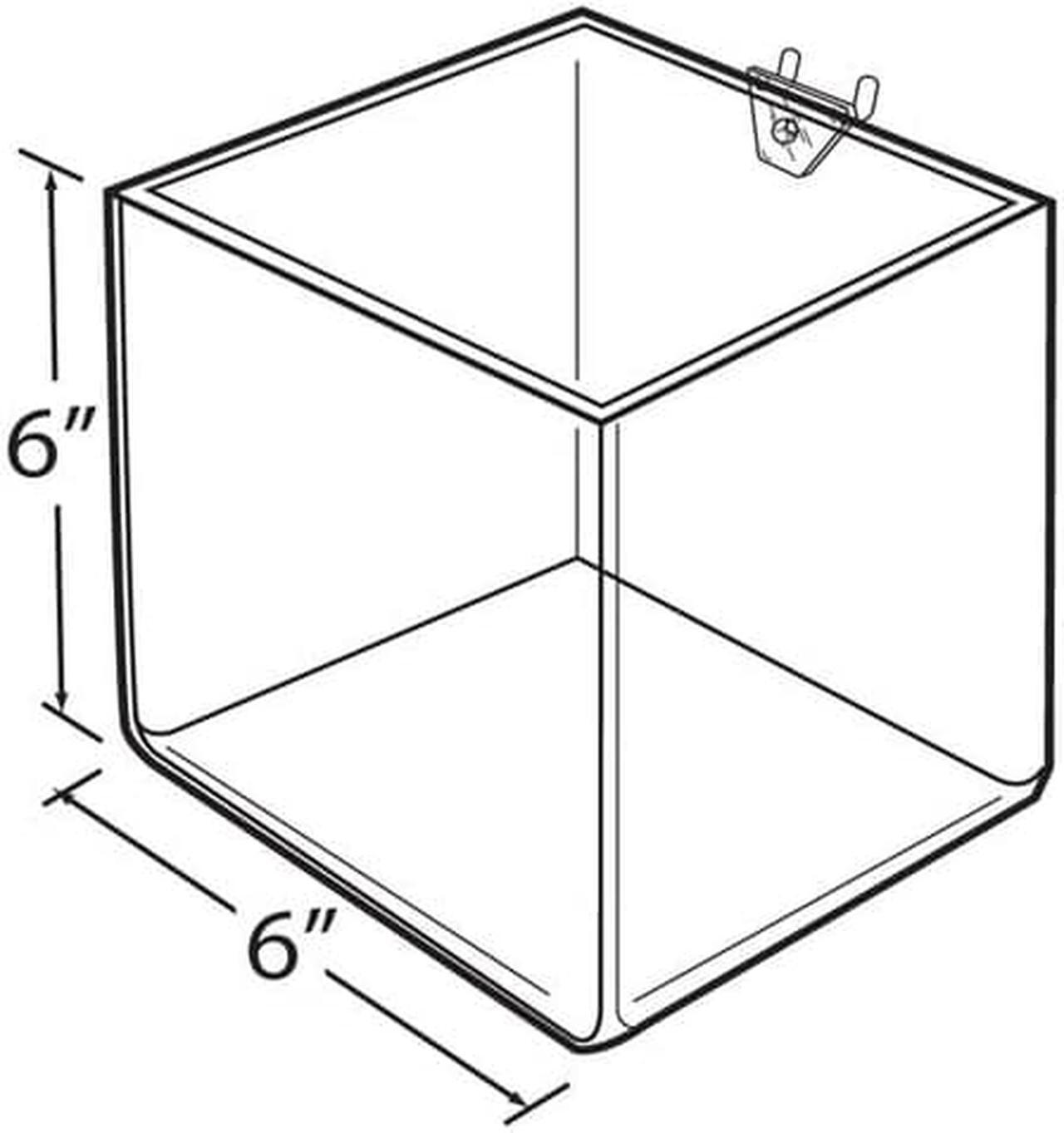 Alt view image 2 of 2 - AZAR DISPLAYS 556109 6" Cube Bin for Pegboard or Slatwall, PK4